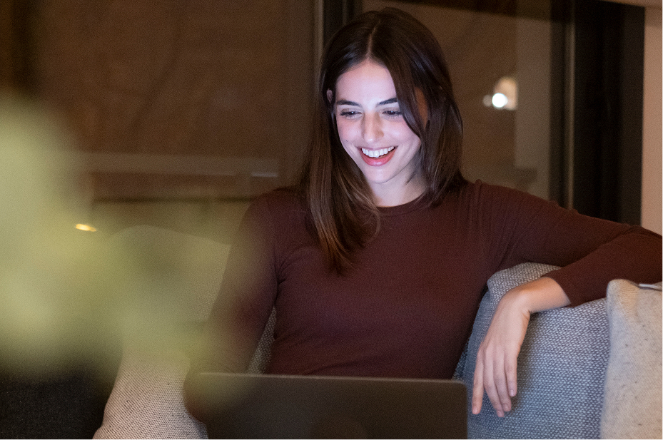 Woman working on laptop